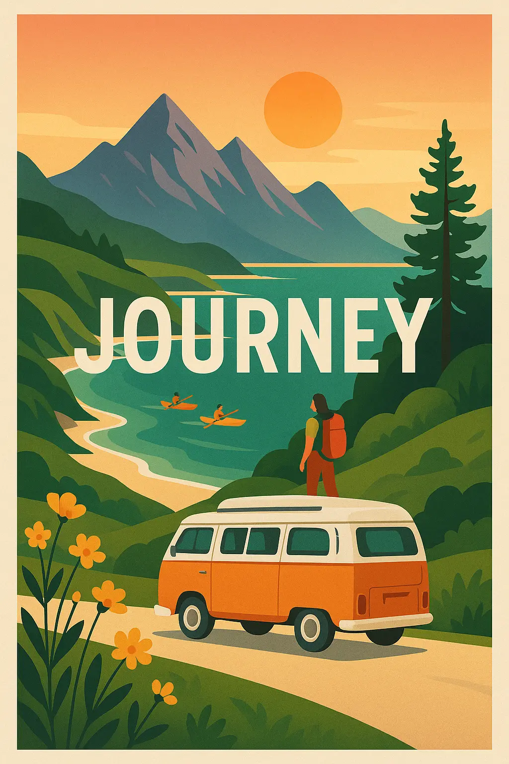 Travel Poster template showcasing diverse landscapes and adventure activities