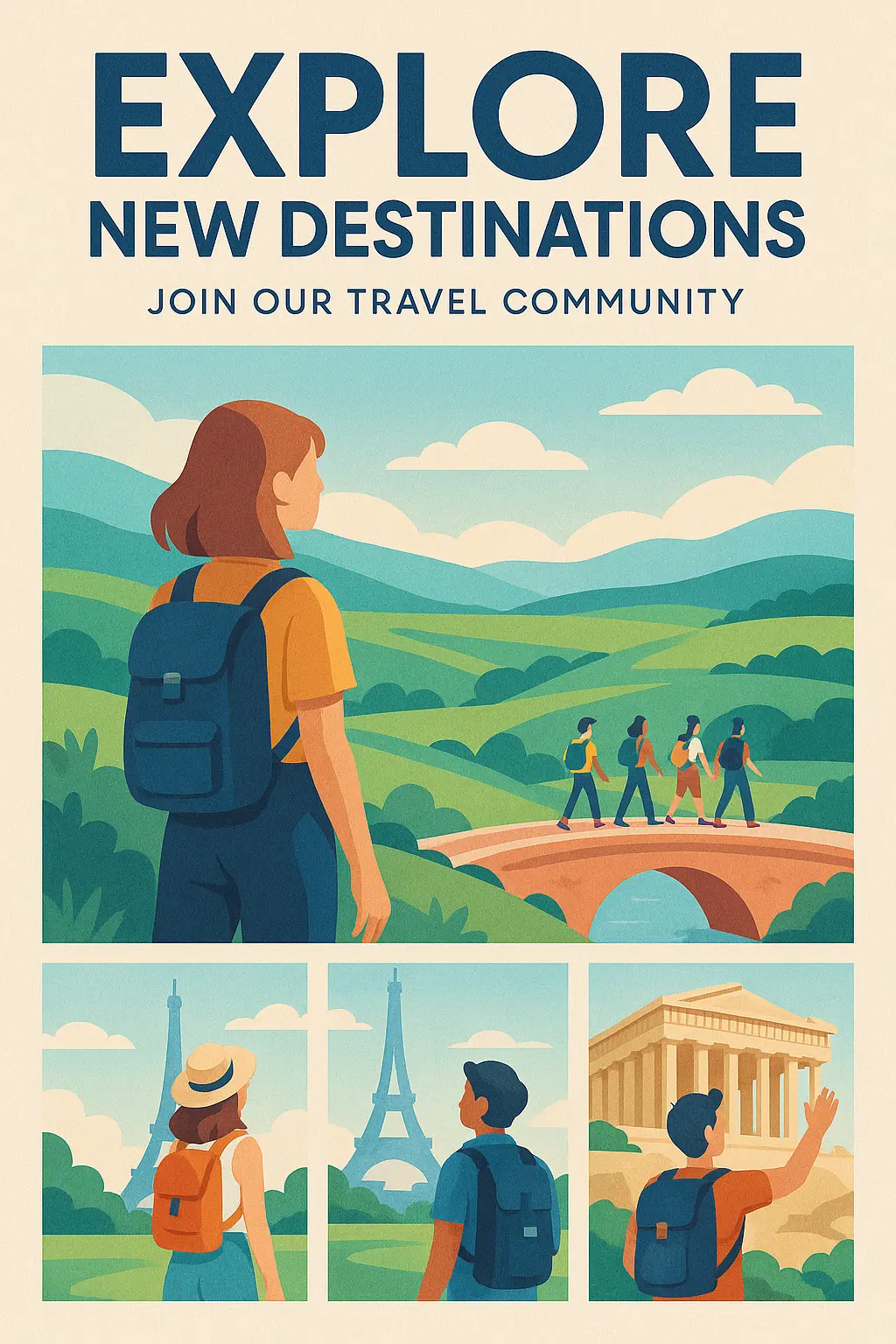 Travel Poster template featuring outdoor adventure and exploration