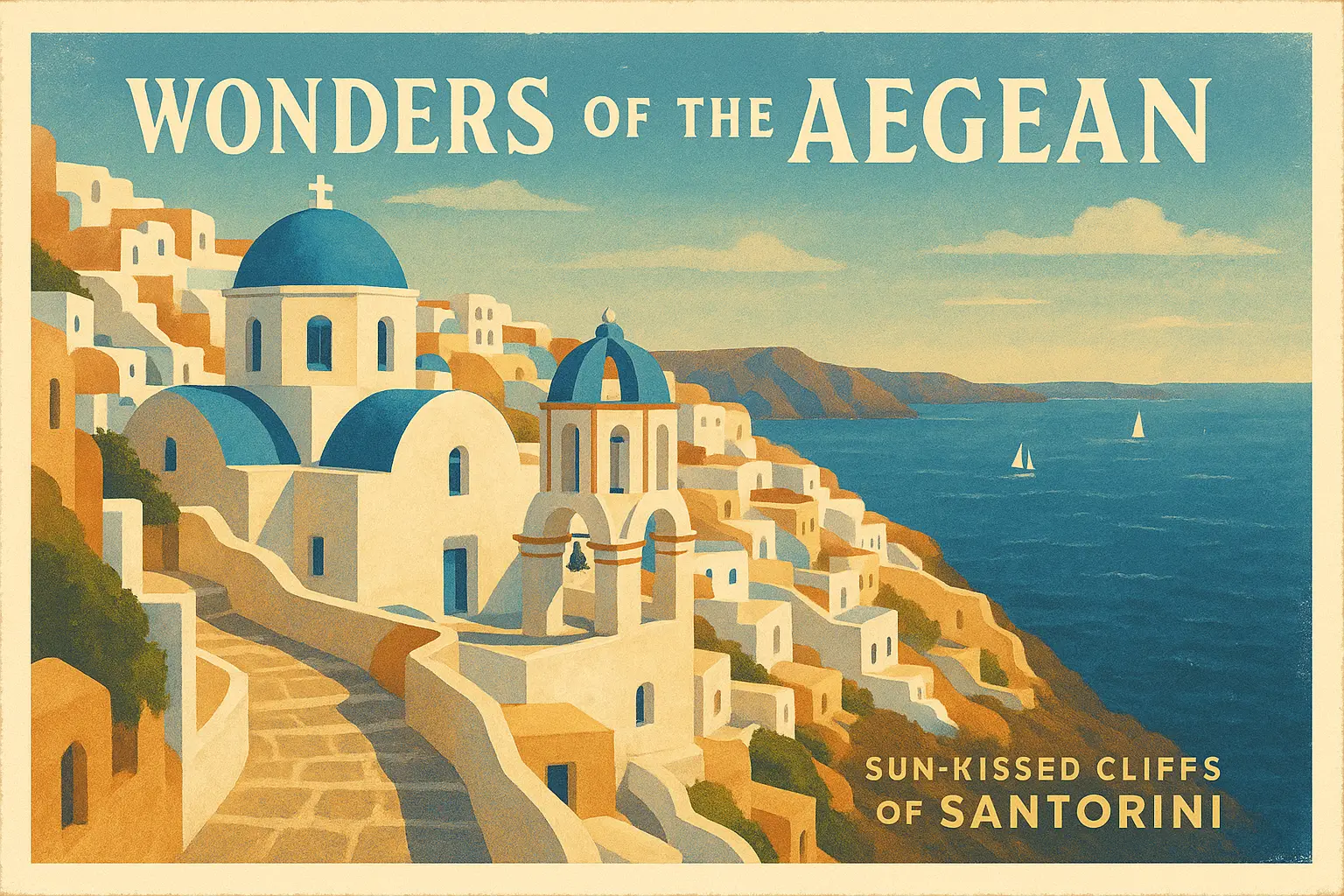 Tropical Travel Poster template featuring island landscapes and sunset
