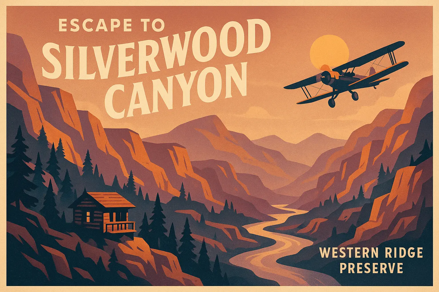 Travel Poster template showcasing a mountain landscape with hiker