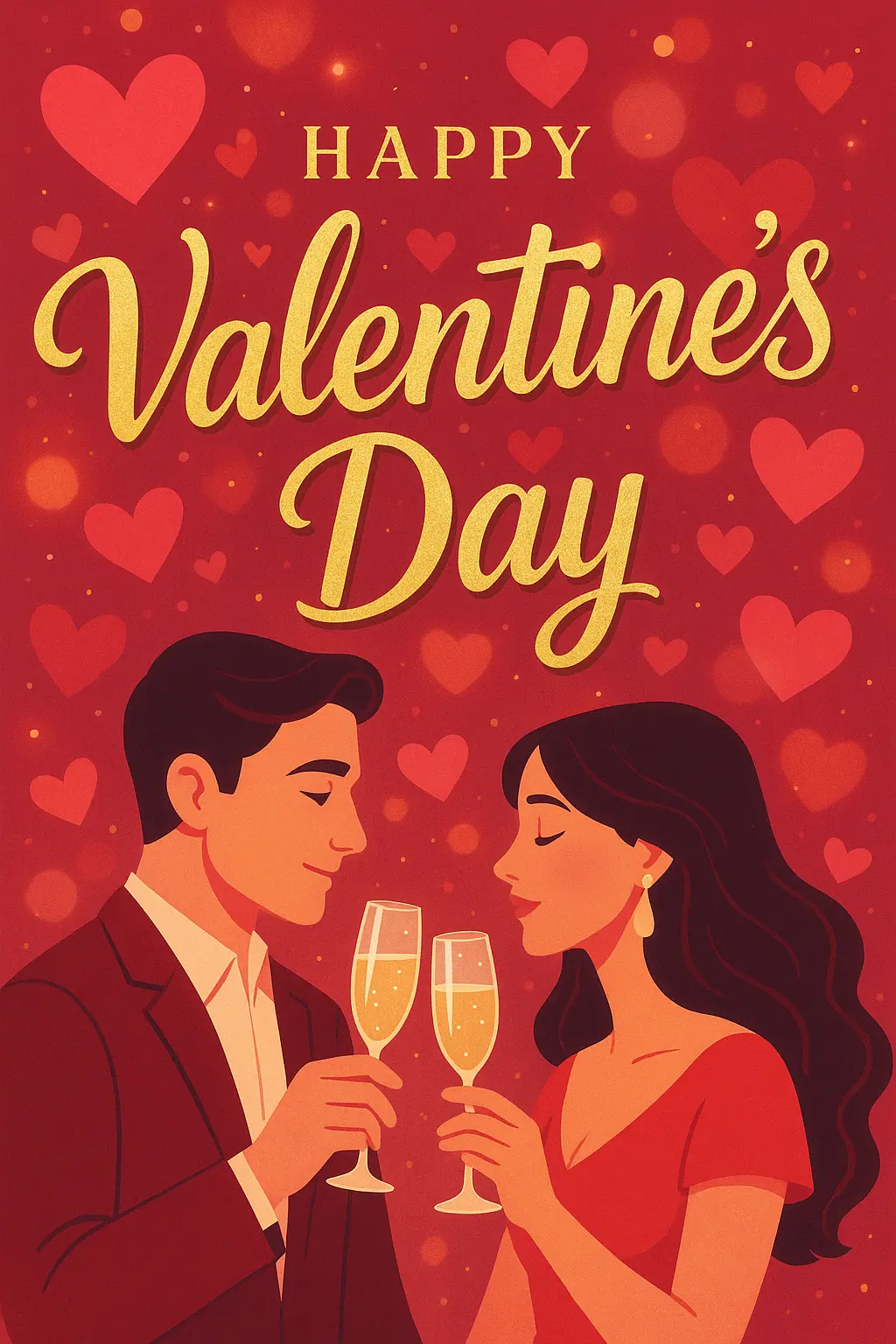 Romantic Valentine's Day Poster template with couples.