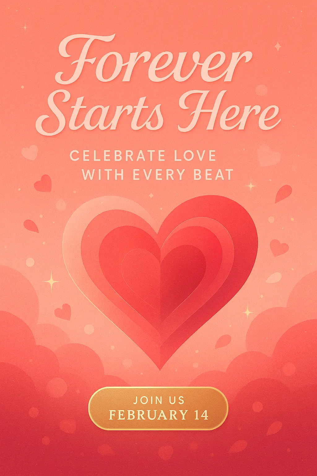 Romantic Valentine's Day Poster template with hearts and glow