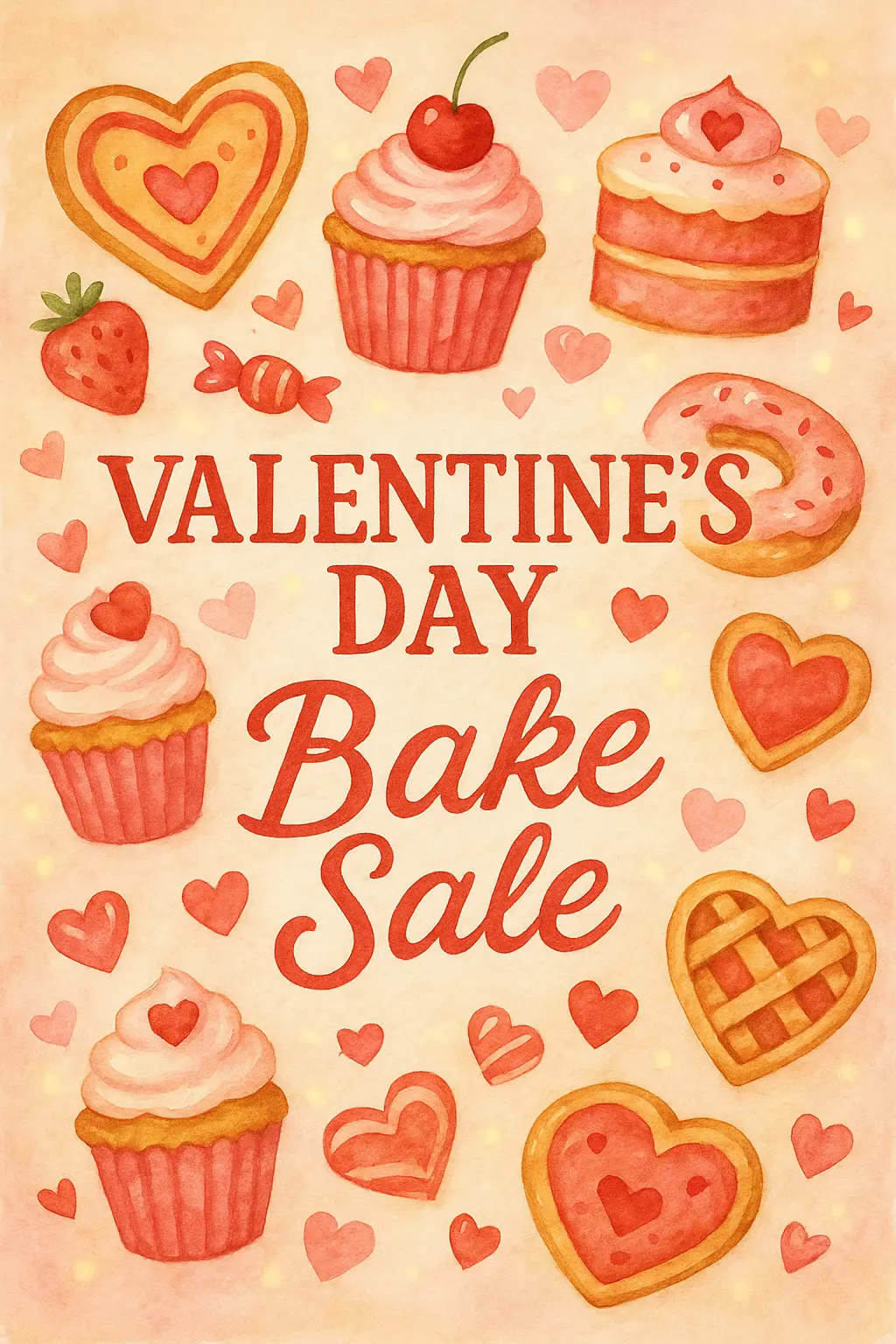 Valentine's Day Poster template with playful bake sale design
