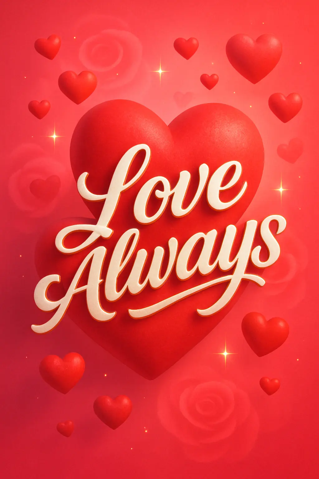 Valentine's Day Poster template with glowing hearts and 'Love Always' script