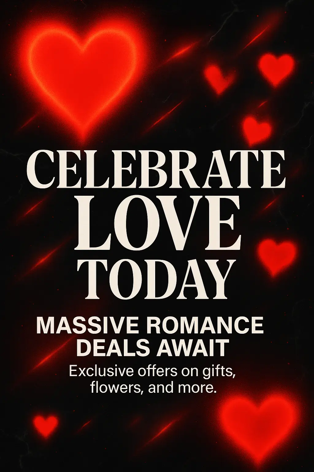 Bold glowing Valentine's Day Poster template with red hearts