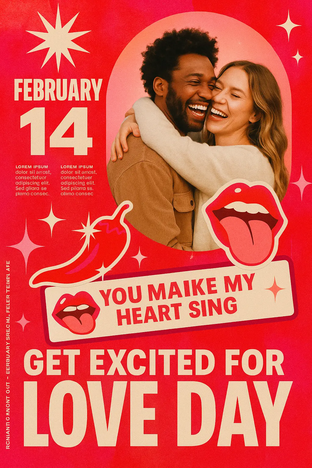 Bold Valentine's Day Poster template with couple and love motifs