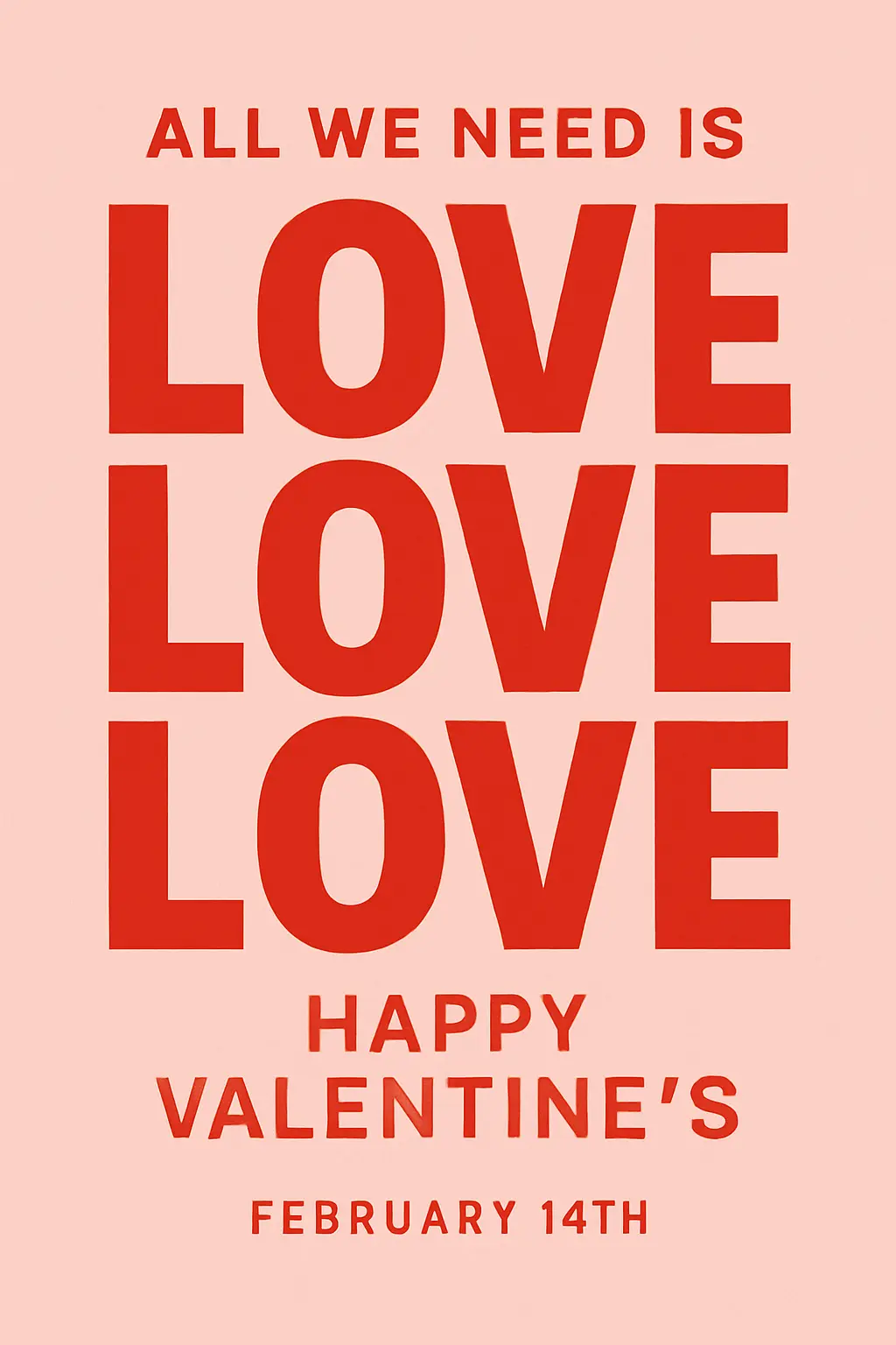 Valentine's Day Poster template with bold 'LOVE' typography and festive colors