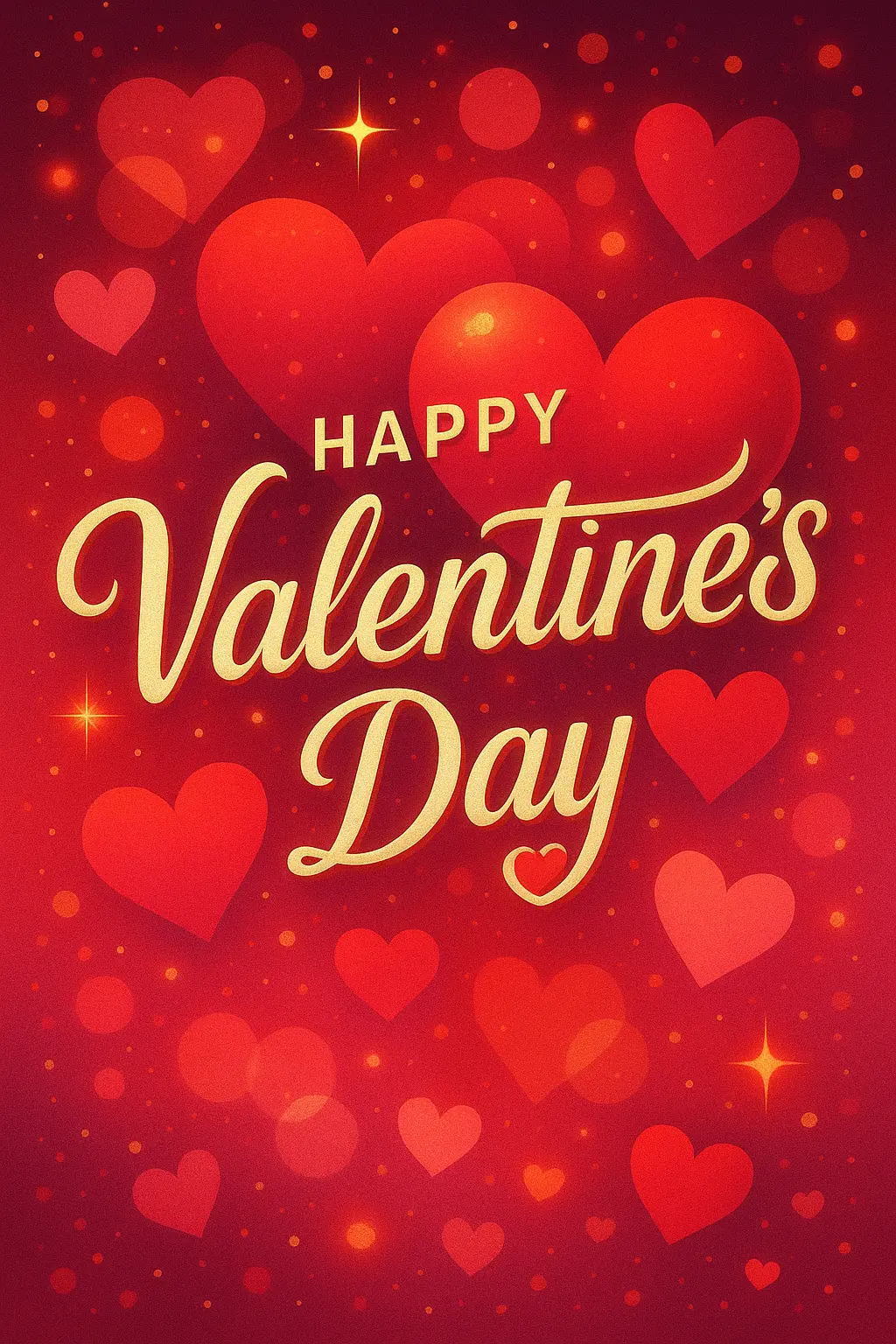Valentine's Day Poster template with red hearts, romantic design