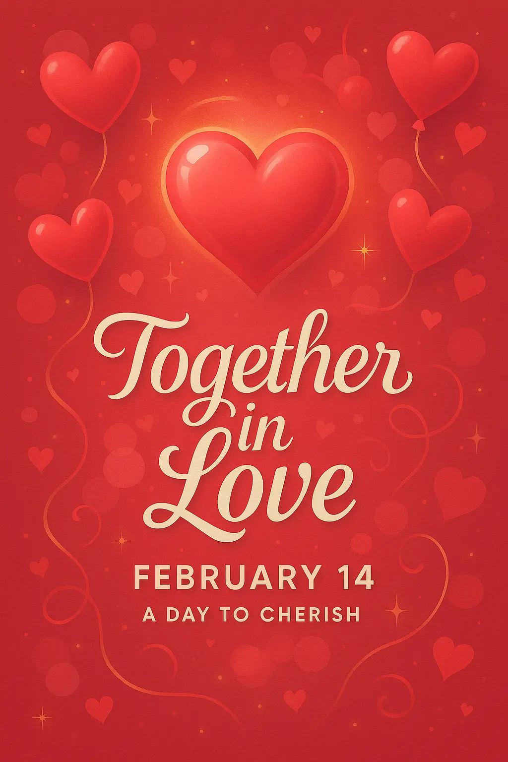 Romantic Valentine's Day Poster template with heart and balloons