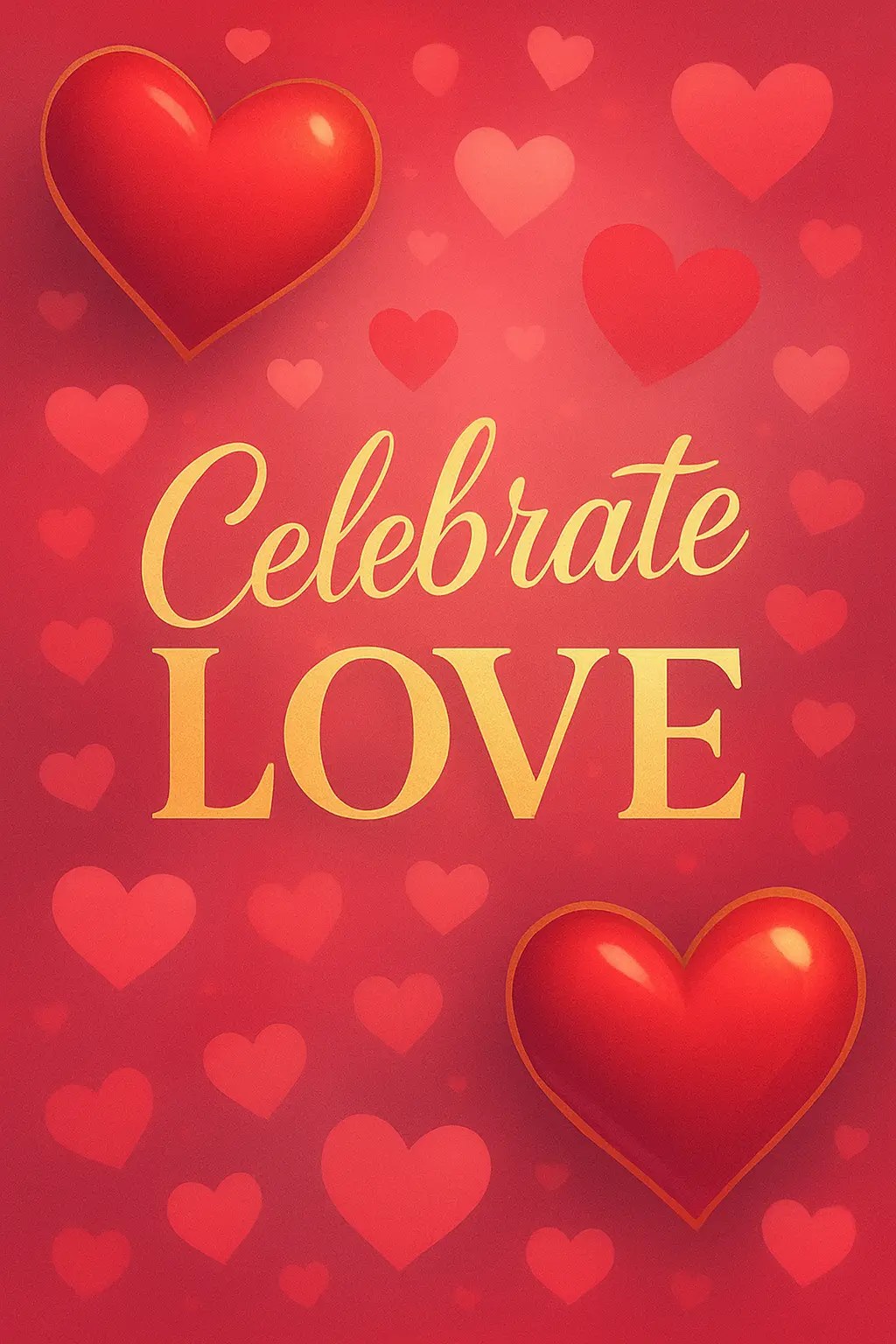 Valentine's Day Poster template with romantic heart shapes and soft glow
