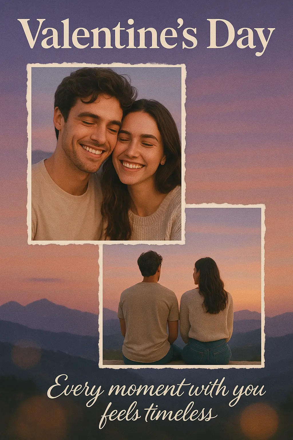 Valentine's Day Poster template featuring couple photos and romantic text
