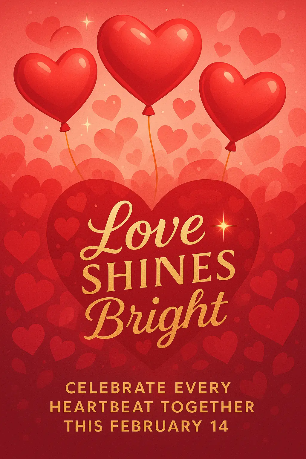 Romantic Valentine's Day Poster template with heart balloons