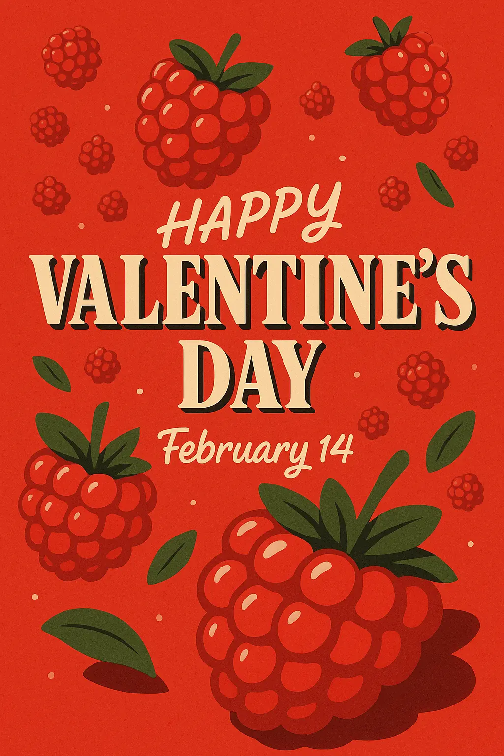 Valentine's Day Poster template with raspberry theme and playful typography