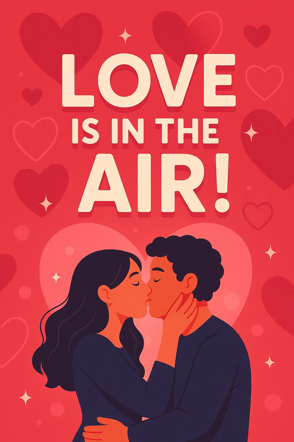 Valentine's Day Poster template featuring a couple kissing in a playful, vibrant design.