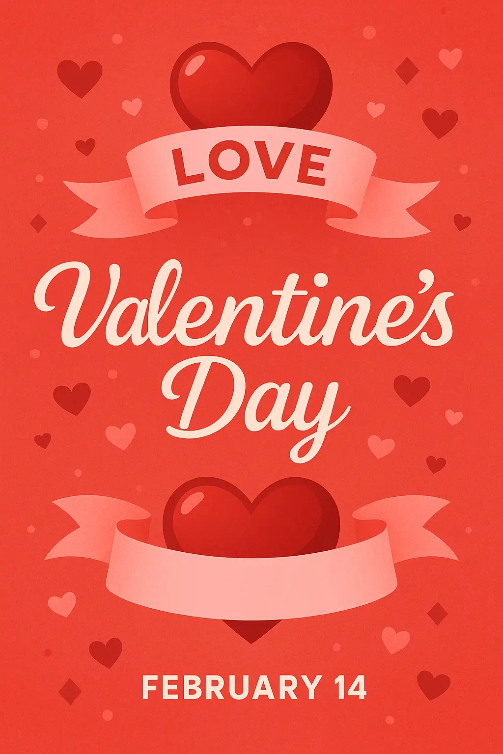 Valentine's Day Poster template with heart shapes and romantic typography