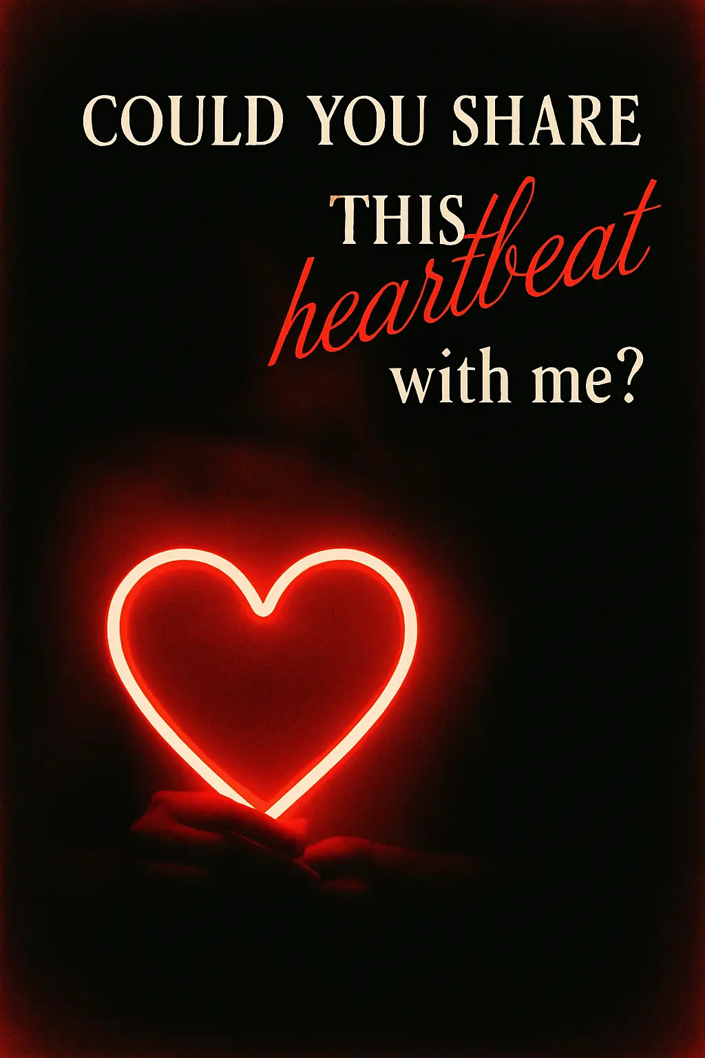 Romantic Valentine's Day Poster template with neon heart glow