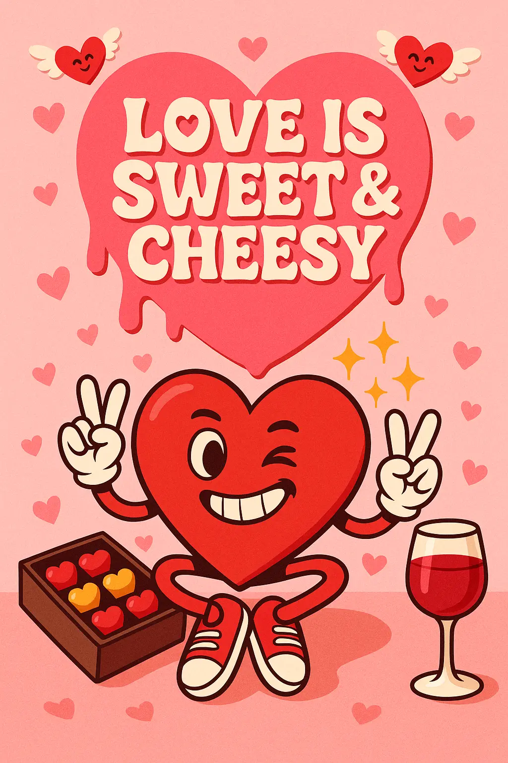 Playful Valentine's Day Poster template with heart character