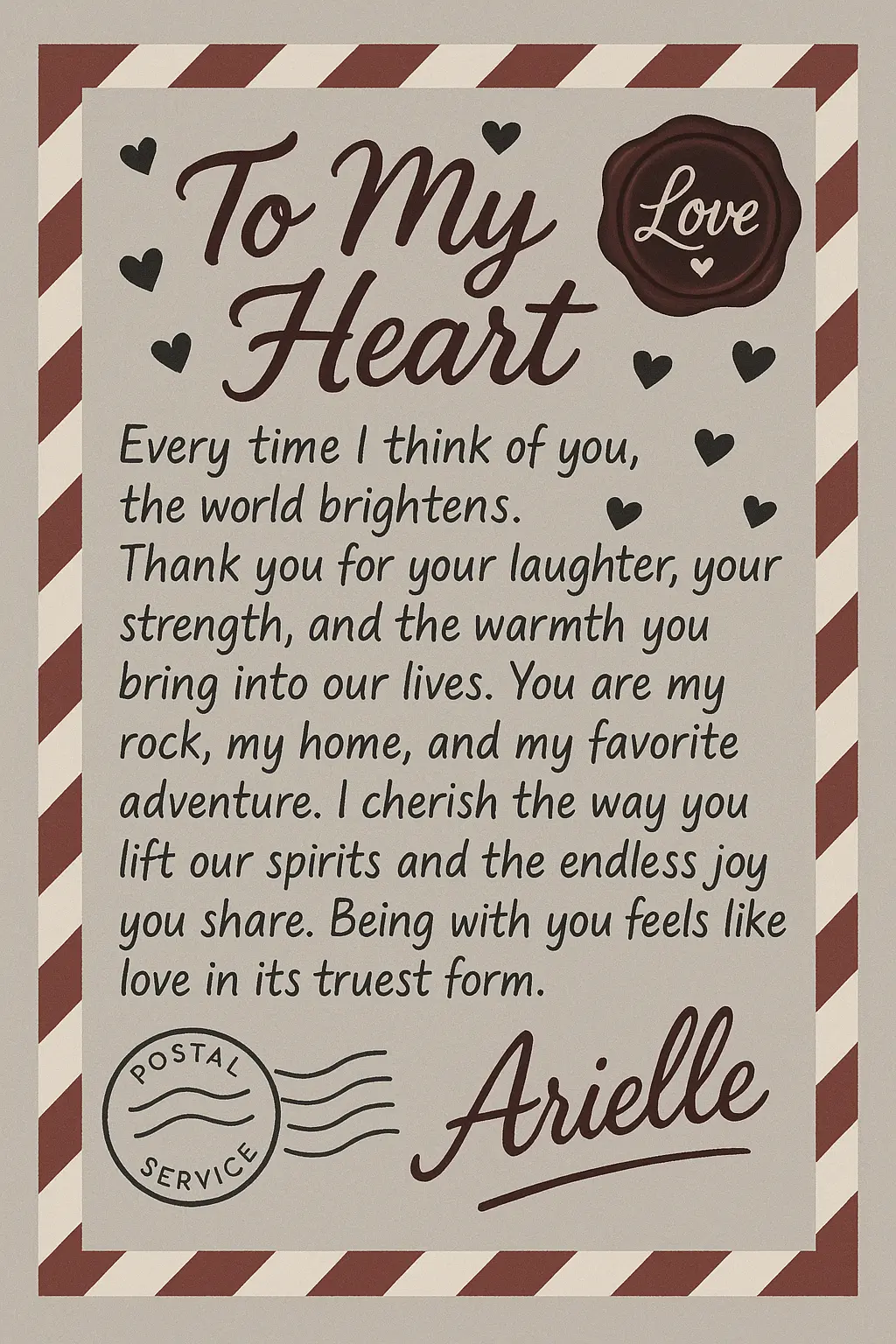 Romantic Valentine's Day Poster template with love letter design