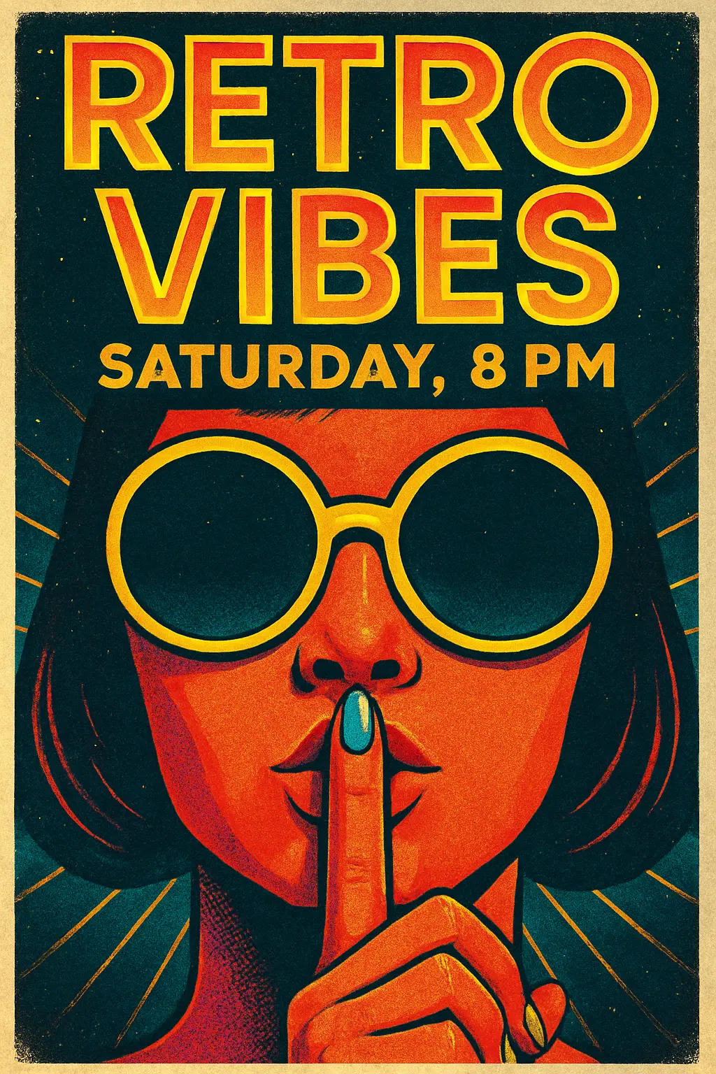 Vintage Poster template featuring retro sunglasses and bold typography