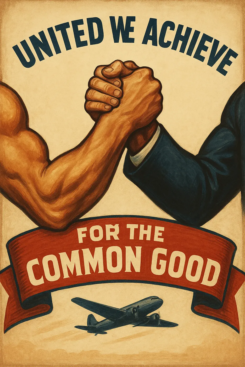 Vintage Poster template showing a handshake between labor and management