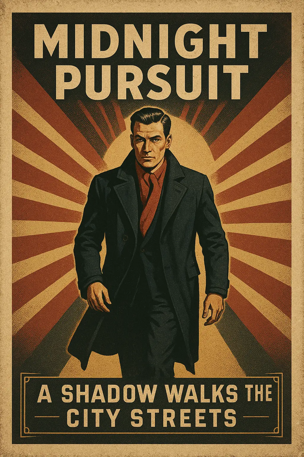 Vintage Poster template with noir figure and radial rays