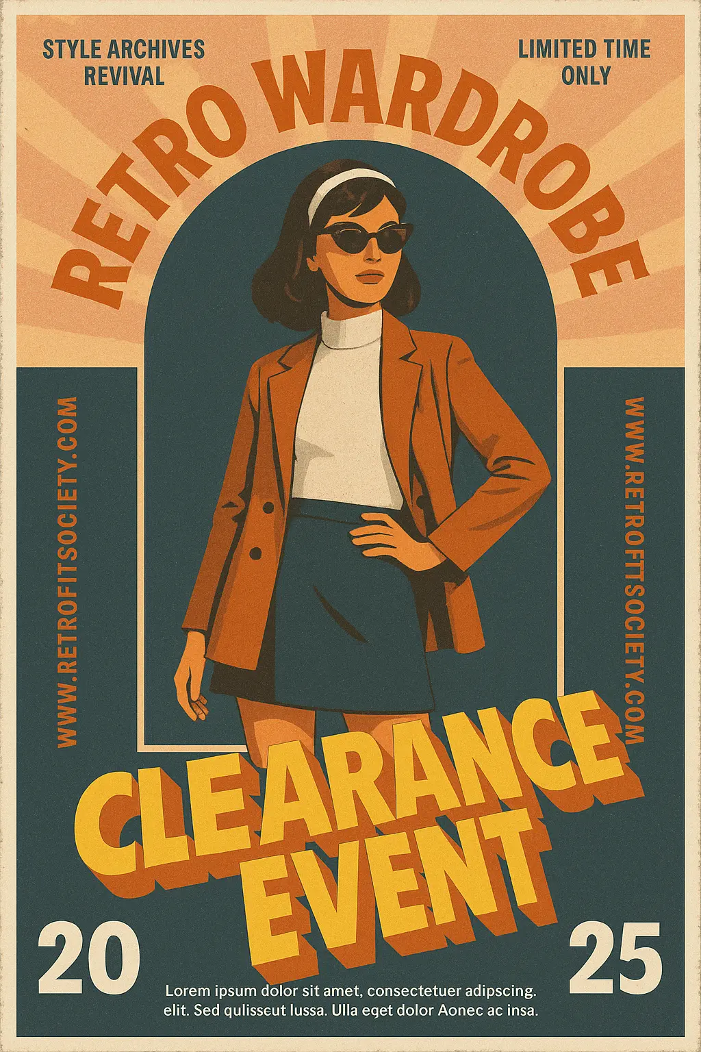 Vintage Poster template of retro fashion sale event