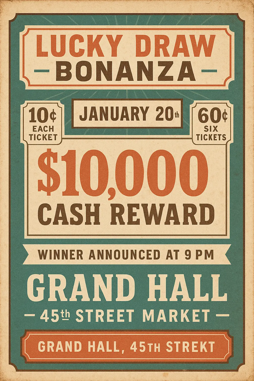Vintage Poster template for retro sweepstakes event design