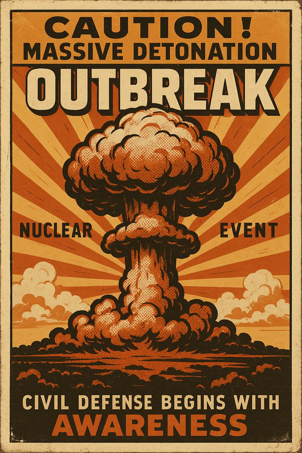 Vintage Poster template with atomic explosion and retro design