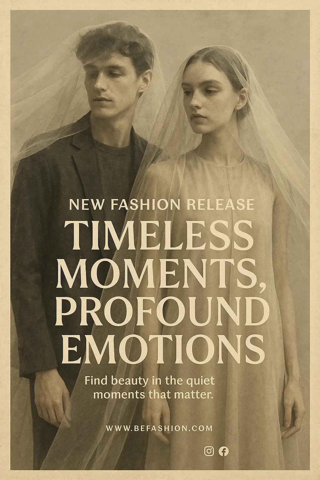 Vintage Poster template featuring two models in contemporary fashion with ethereal elements