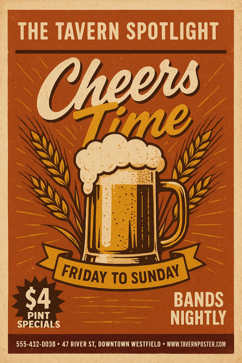 Foamy beer-themed Vintage Poster template with retro design