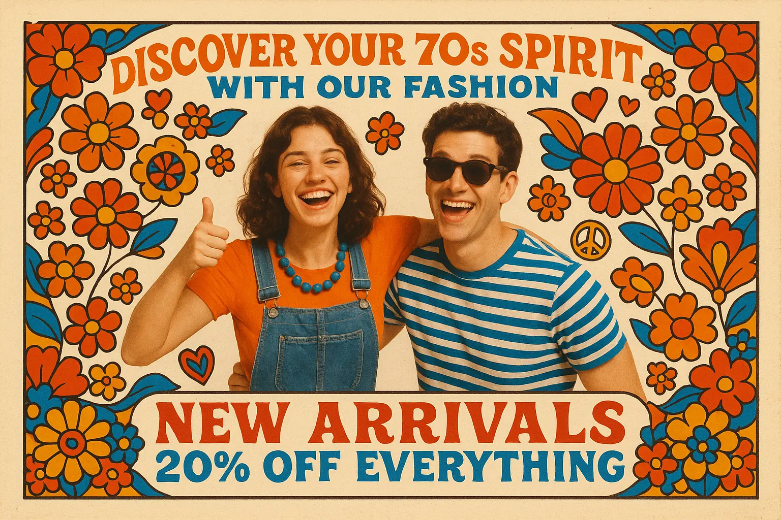 Vintage Poster template with retro woman and bold typography
