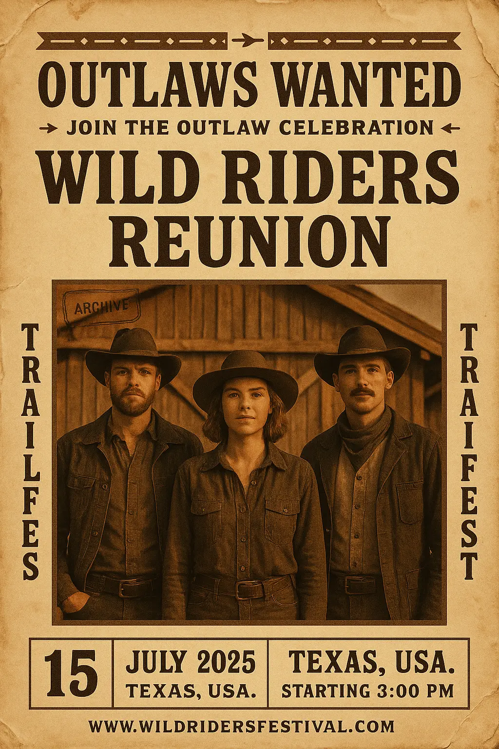 Vintage Wanted Poster template for western event flyer