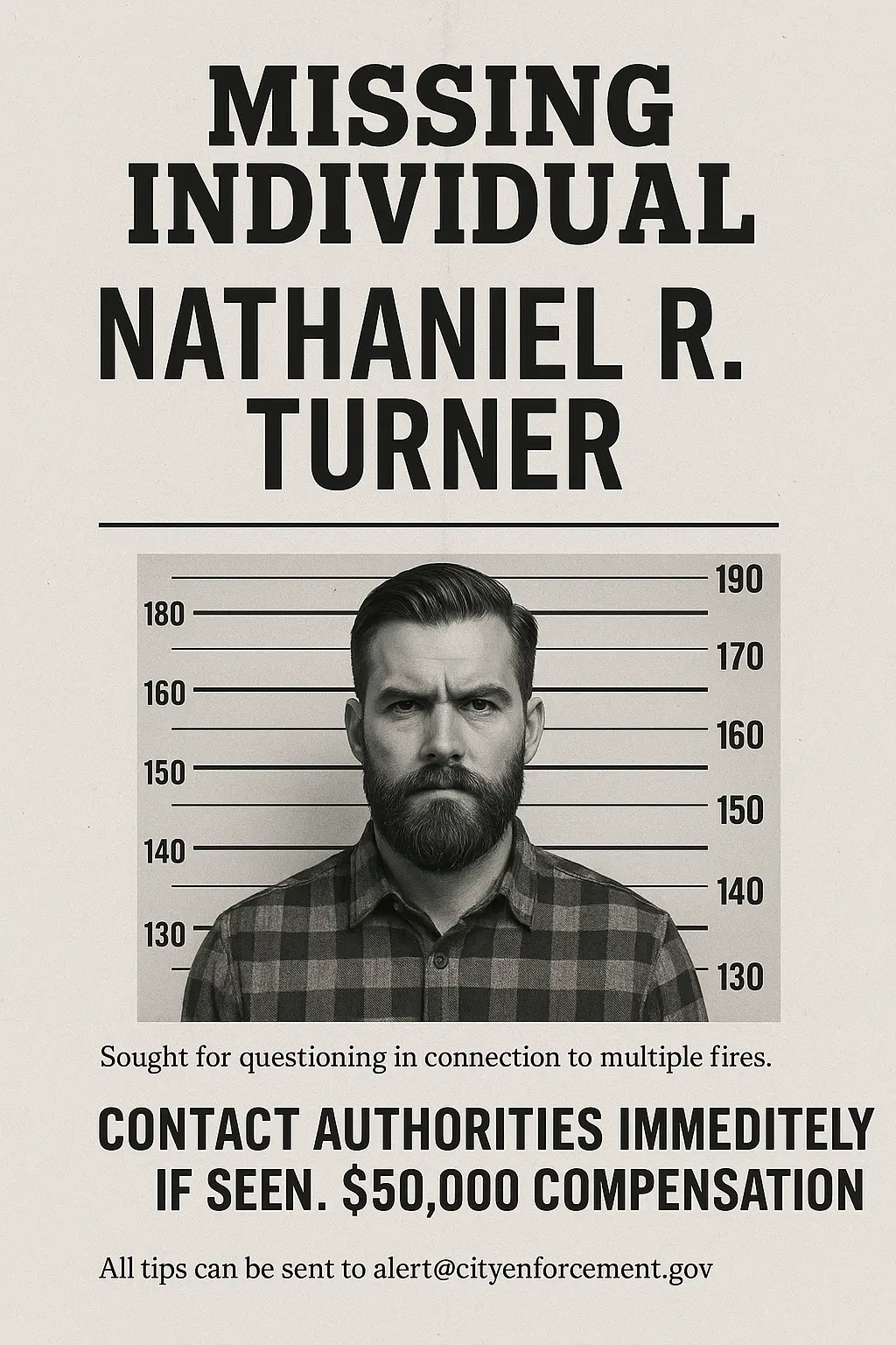 Modern Wanted Poster template with grayscale mugshot and bold reward text
