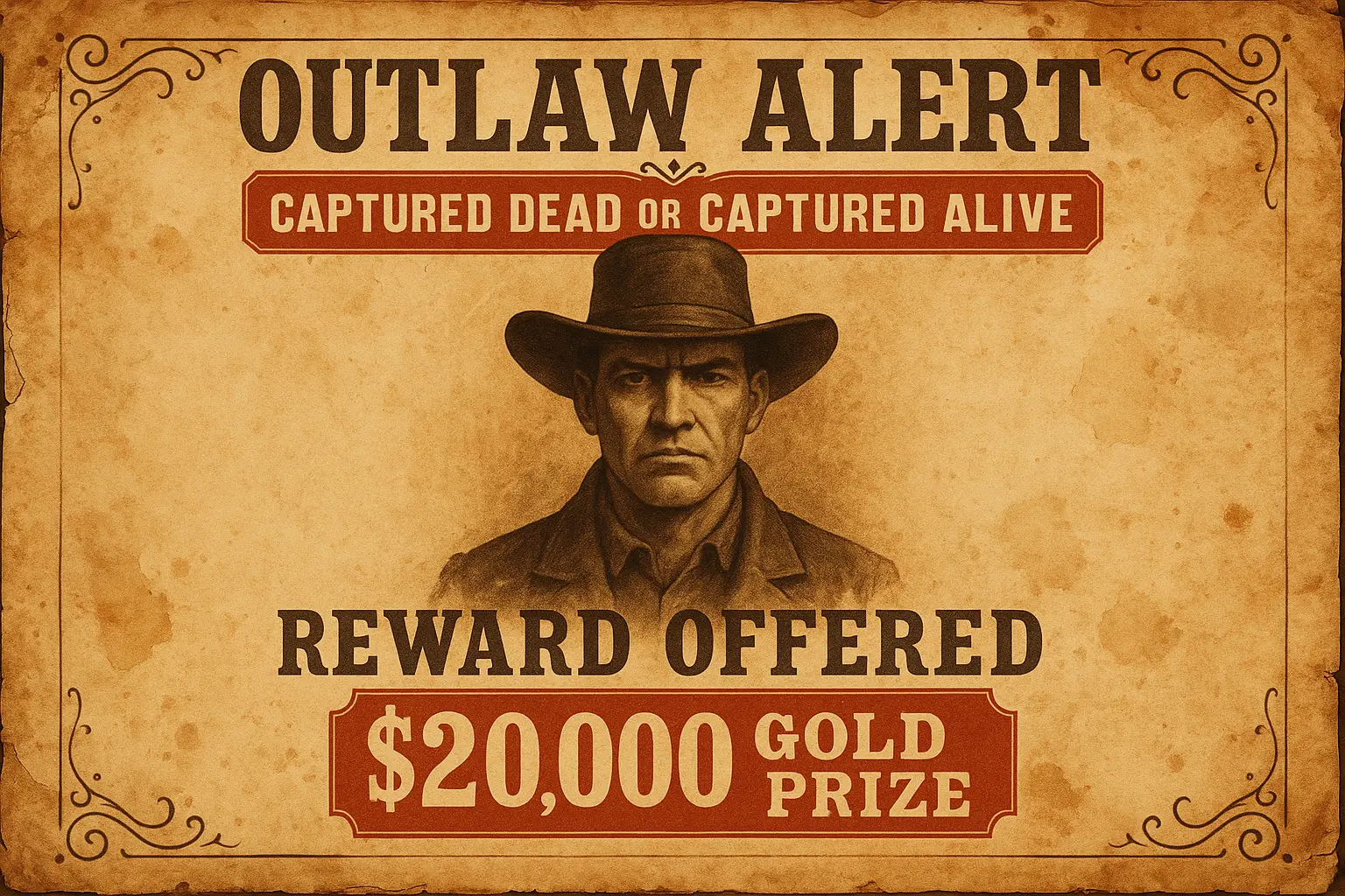 Vintage Wanted Poster template with male suspect and reward info