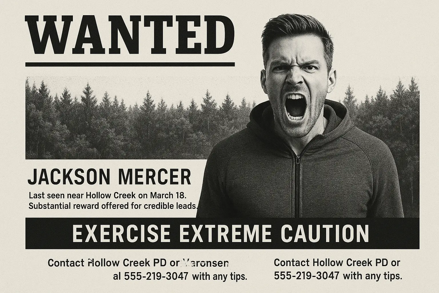 Vintage Wanted Poster template with bold reward headline