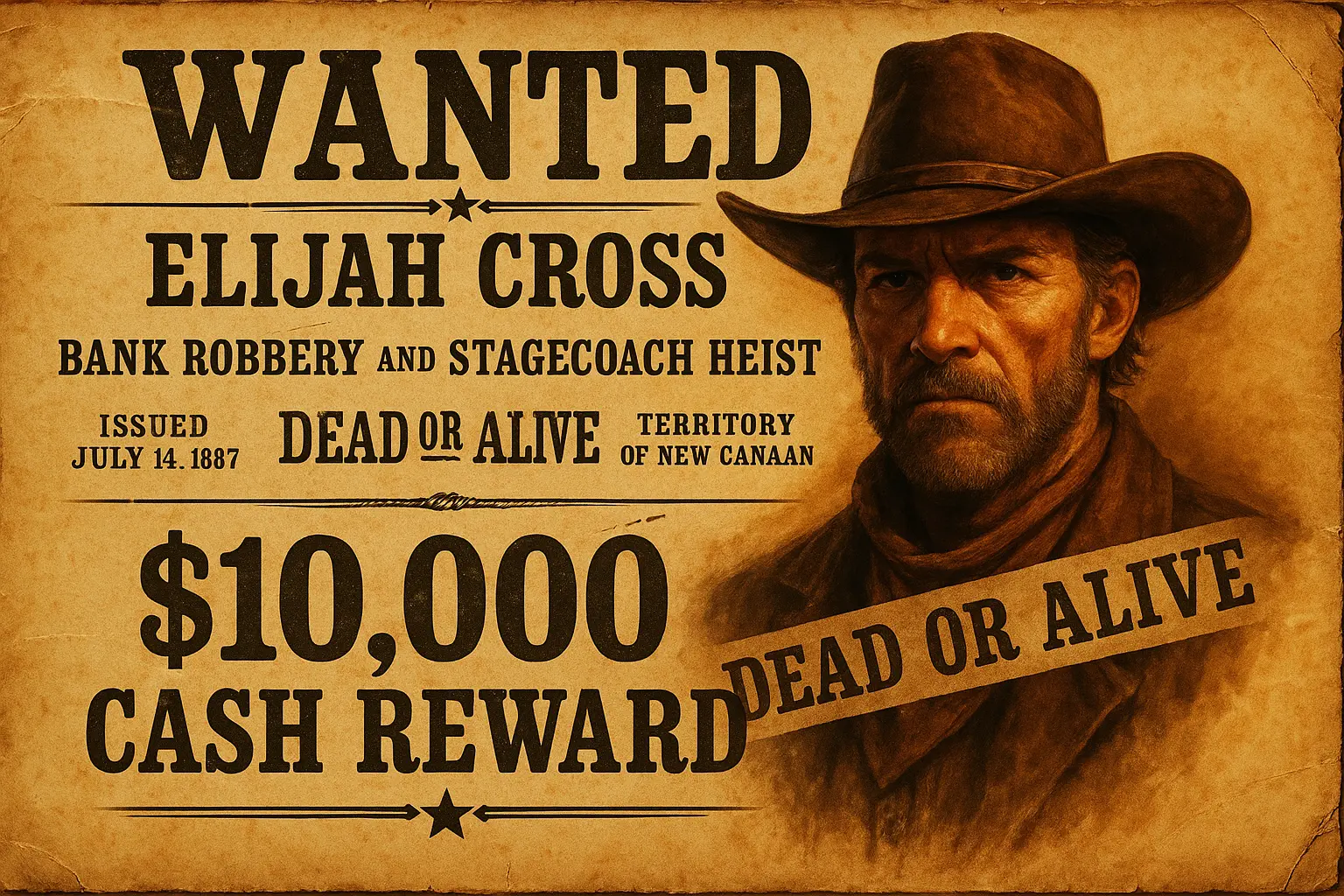 Modern Wanted Poster template with angry man shouting