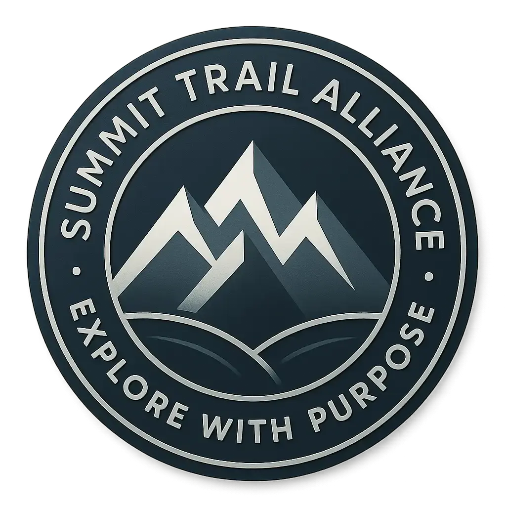 Circular Logo template with geometric mountain and curved text