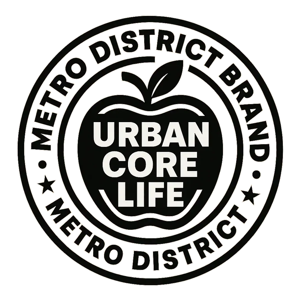 Bold Circular Logo template with apple icon and urban text
