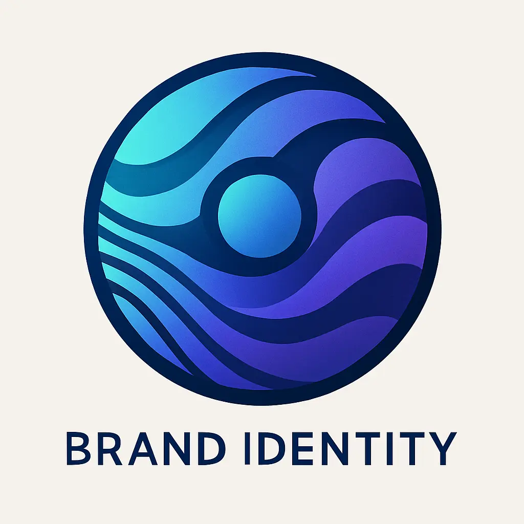 Circular Logo template with abstract waves and gradient colors