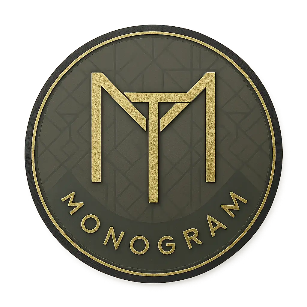 Circular Logo template with intertwined monogram in geometric style
