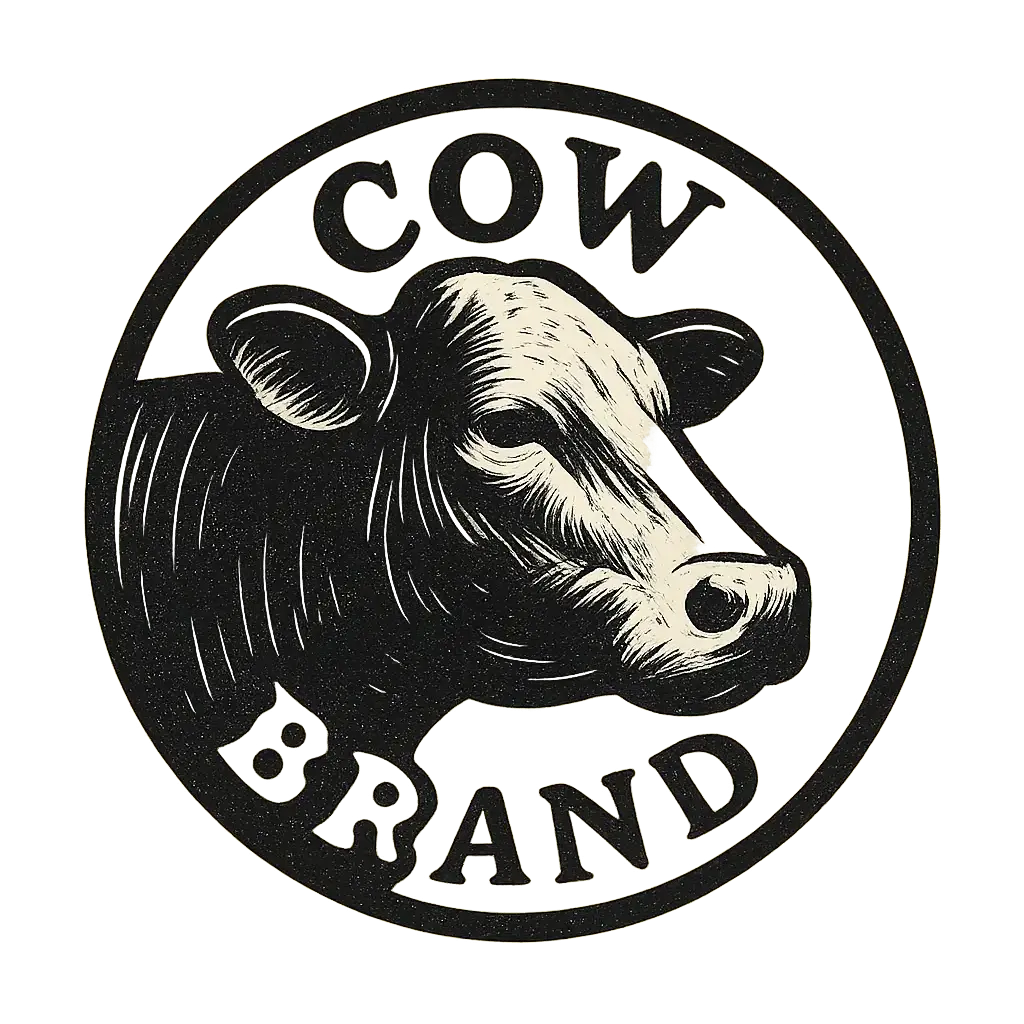 Circular Logo template with a hand-drawn cow's head