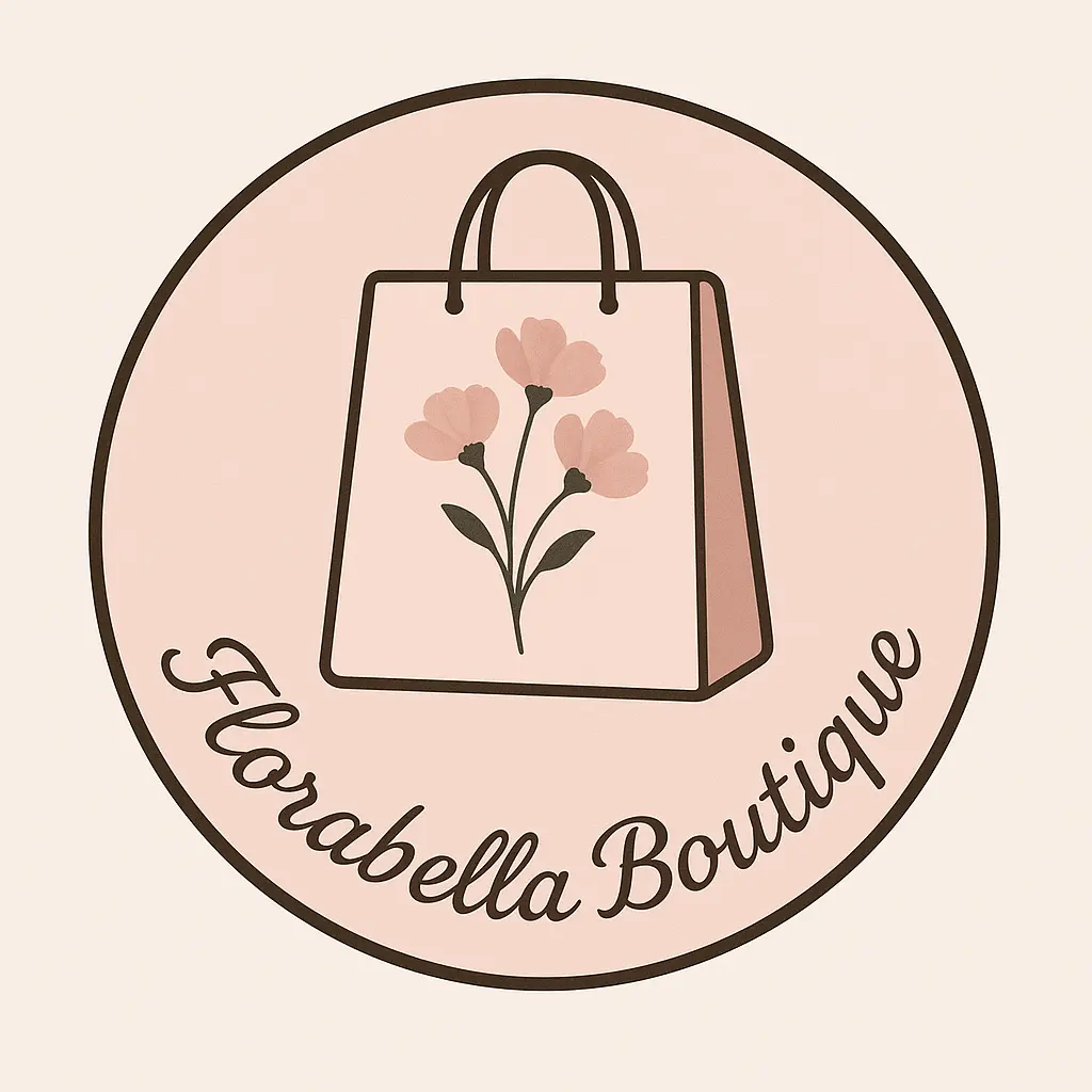 Circular Logo template with floral shopping bag design