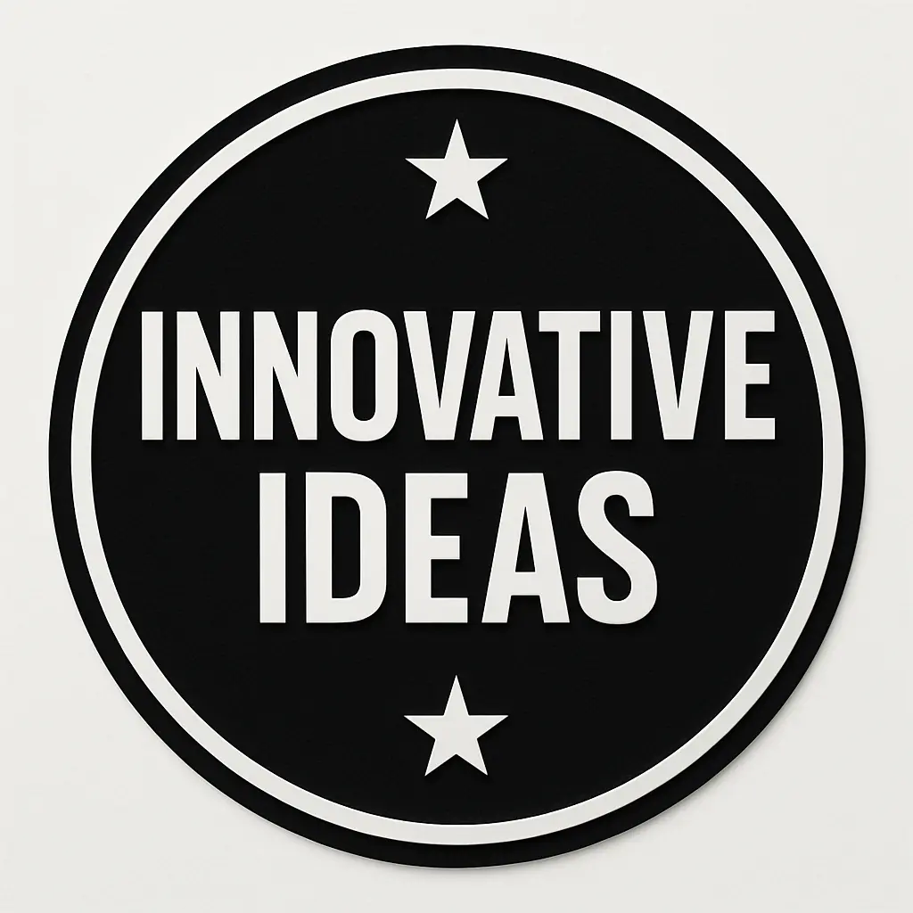 Circular Logo template with 'Innovative Ideas' text, minimalist design