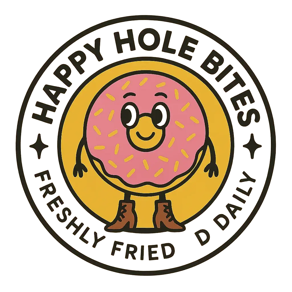 Circular Logo template with a pink donut mascot and bold text