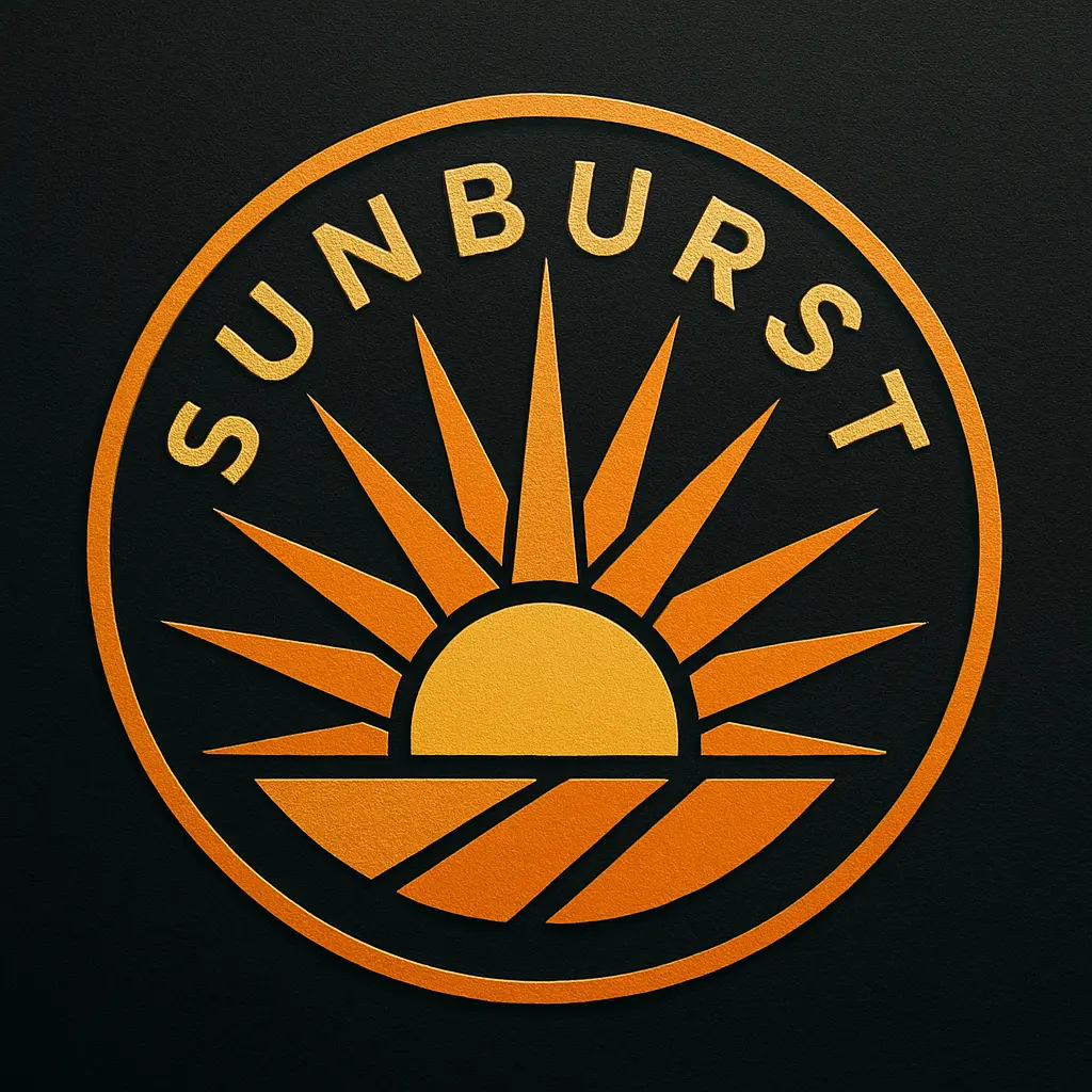 Circular Logo template with abstract sunburst design in vibrant colors