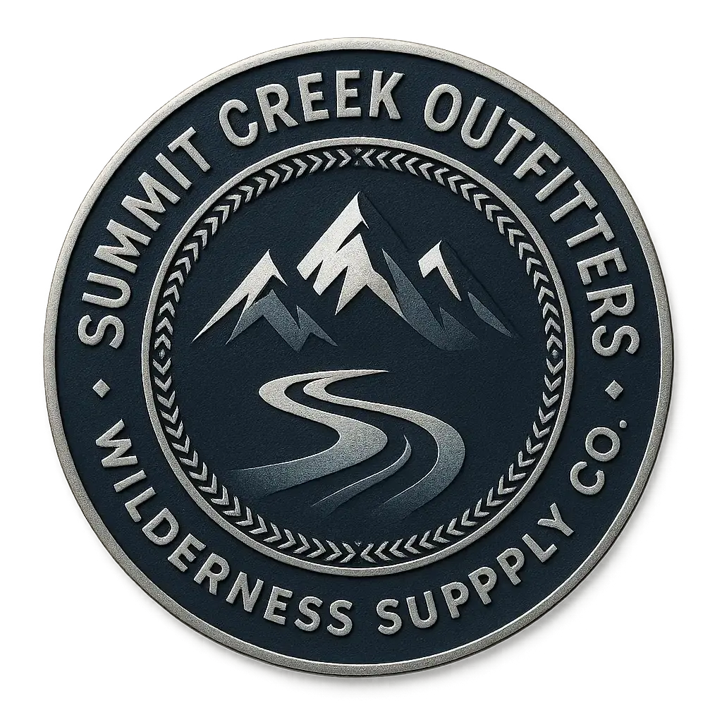 Circular Logo template with mountain and river design