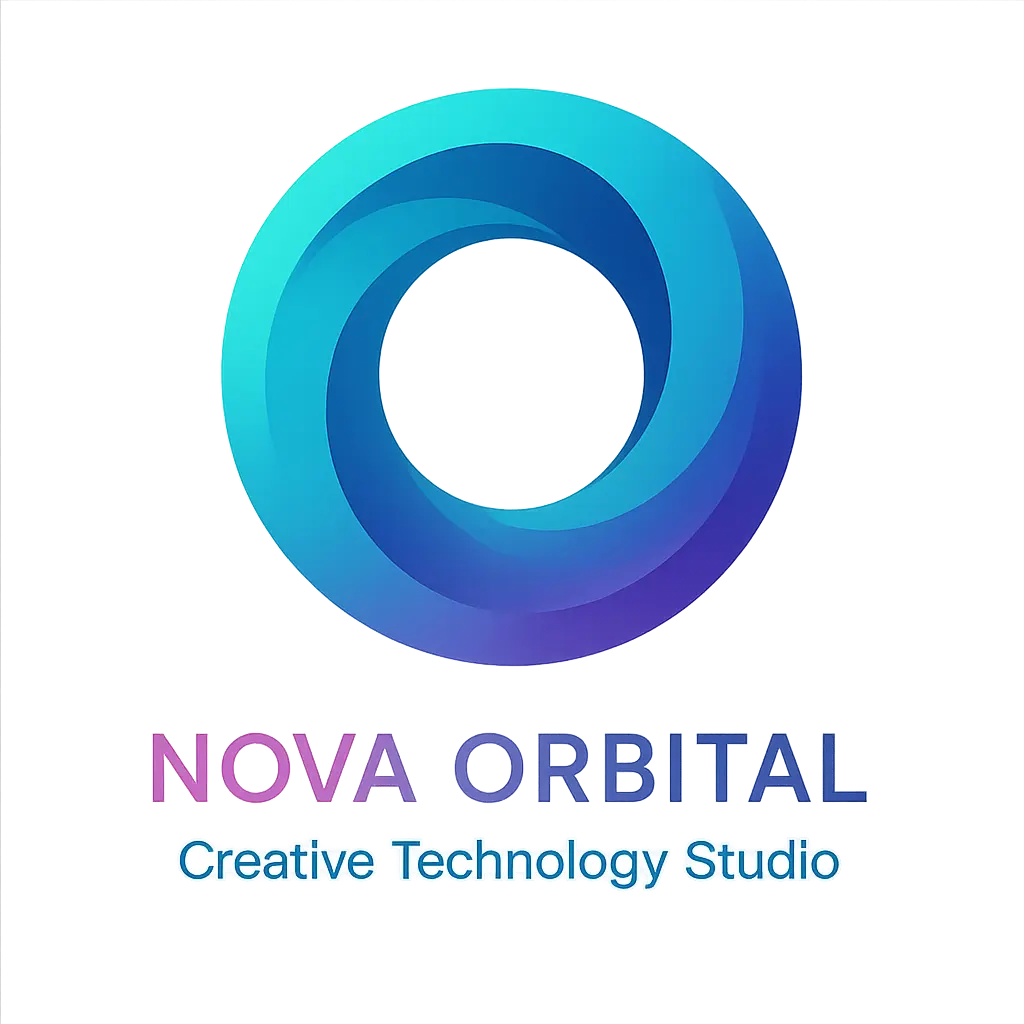 Circular Logo template with gradient swirl and tech branding