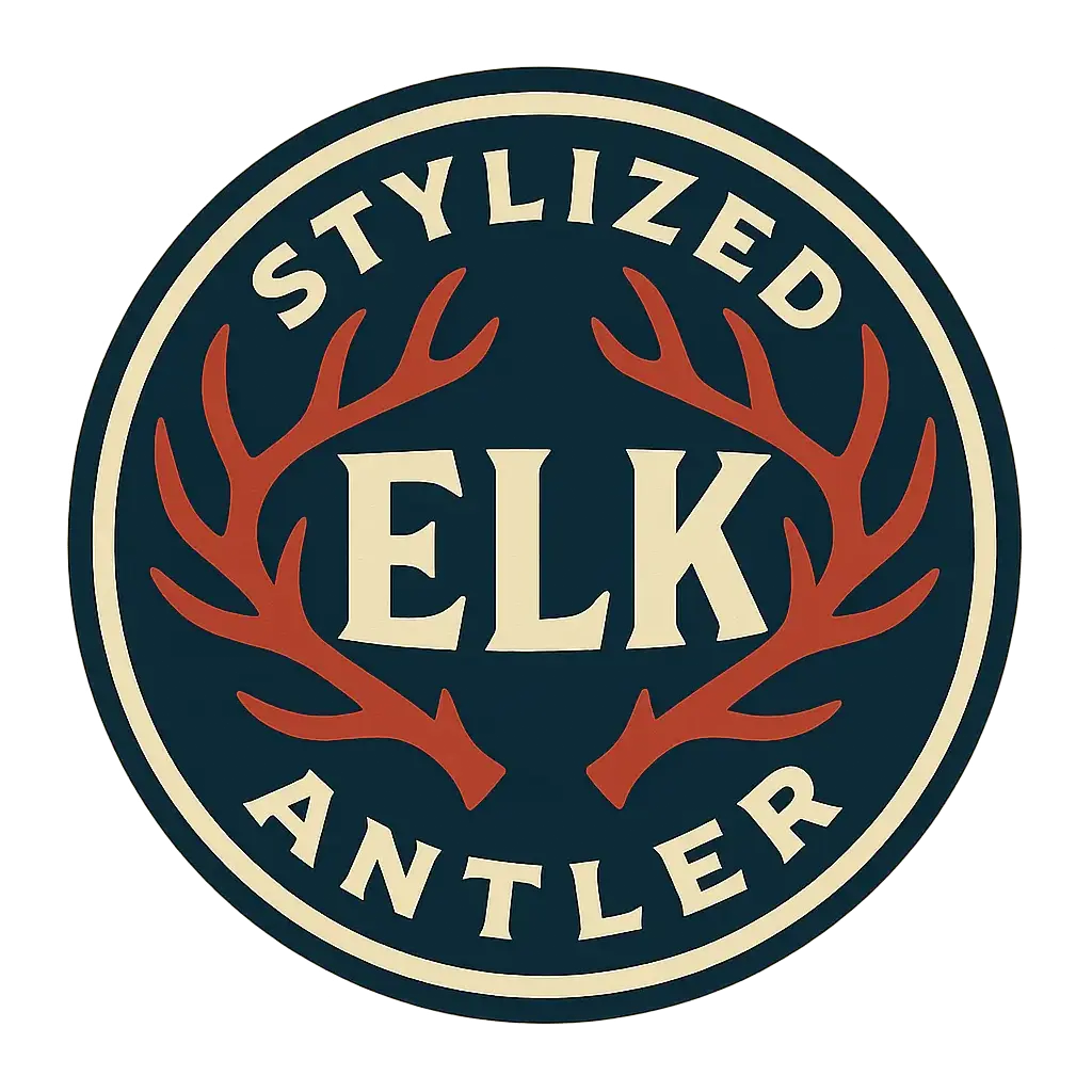 Circular Logo template featuring elk antlers, bold typography