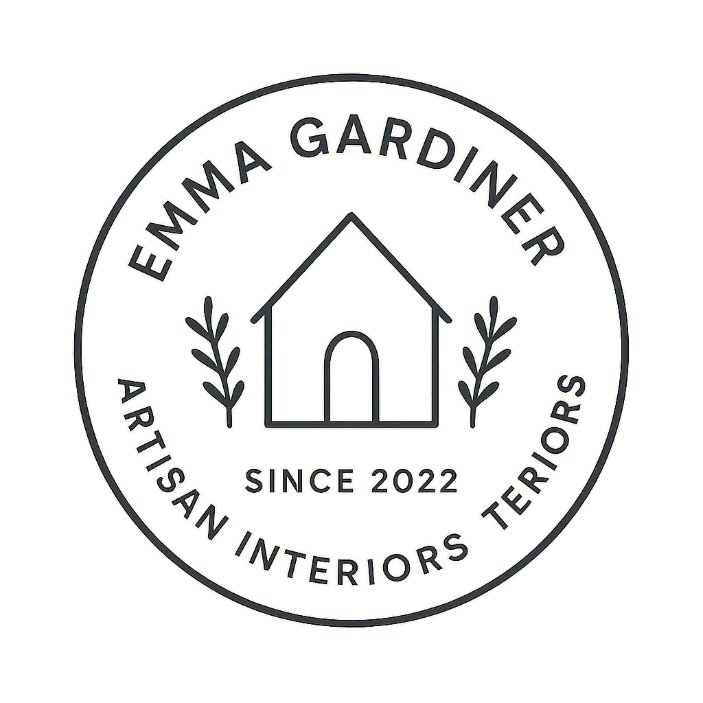 Circular Logo template featuring a house icon and elegant text.