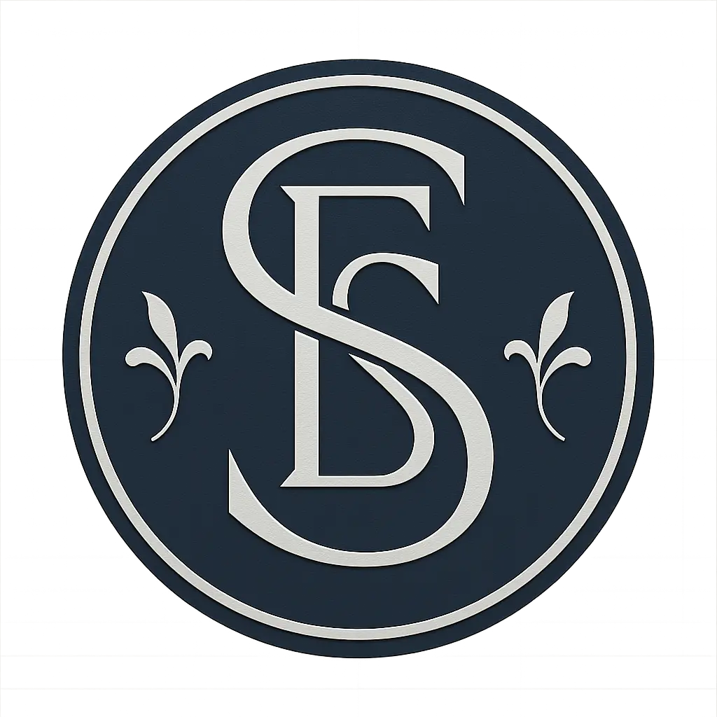 Circular Logo template featuring an elegant intertwined 'E' and 'S' monogram.